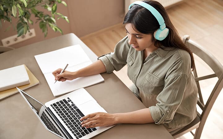 Girl taking professional online course