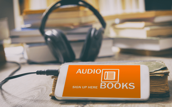 audiobook app open on smartphone