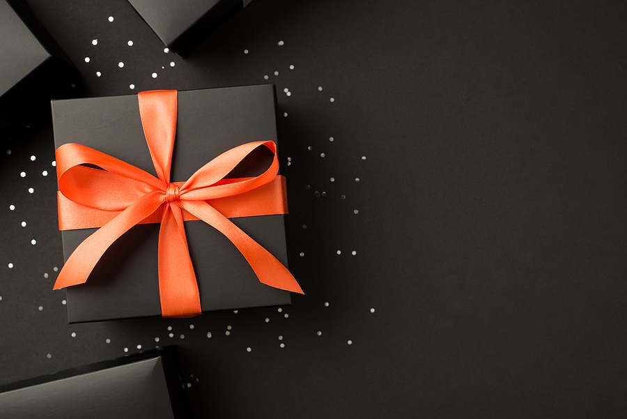 stylish black gift boxes with orange ribbon bow stylish black gift boxes with orange ribbon bow