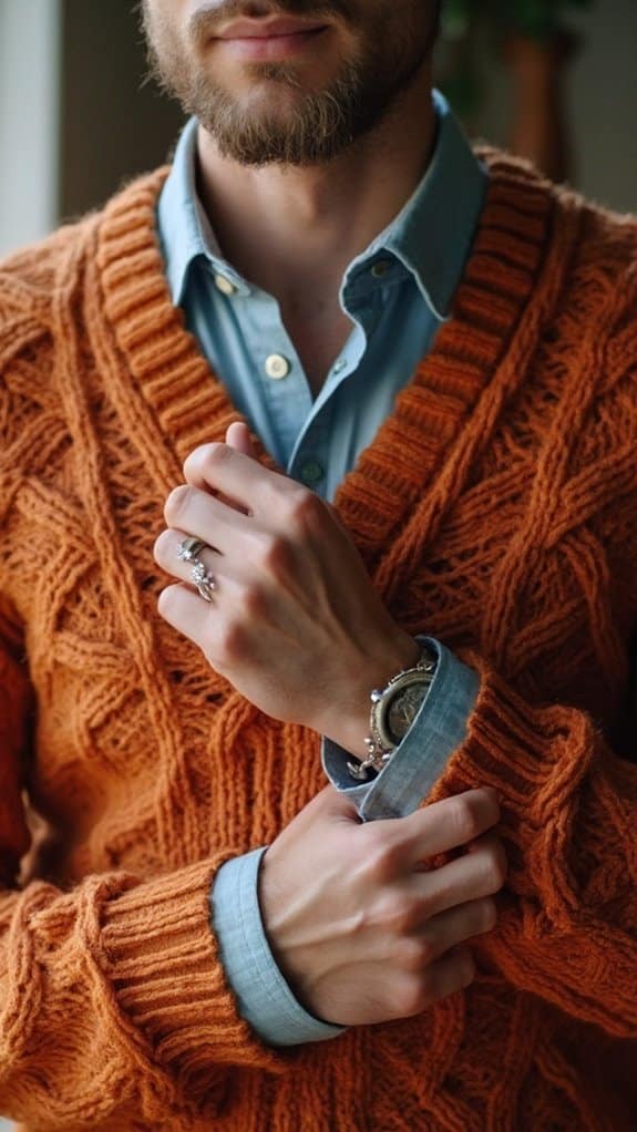 knit sweater layered outfit