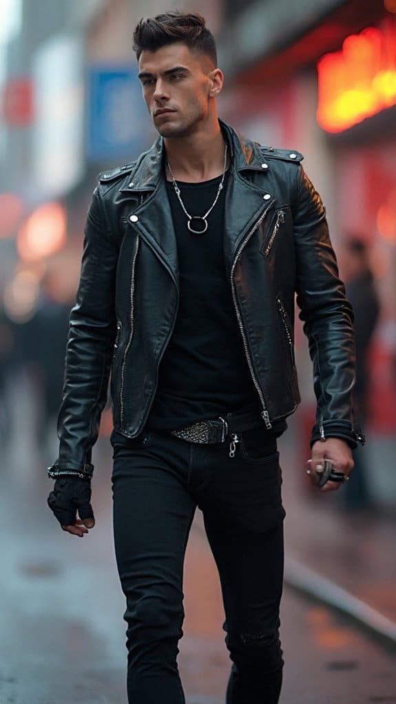 leather jacket black jeans