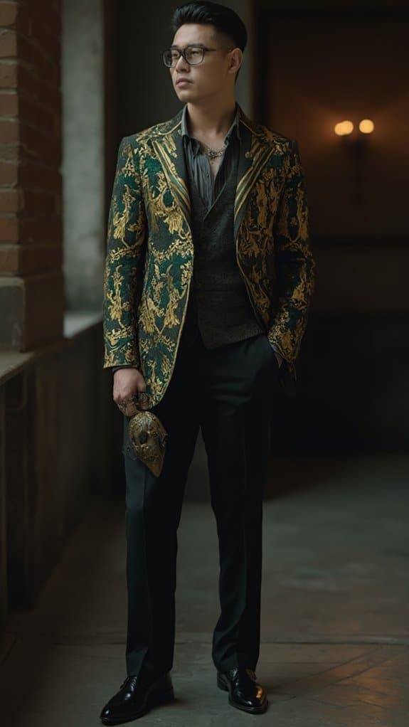 stylish brocade jacket ensemble