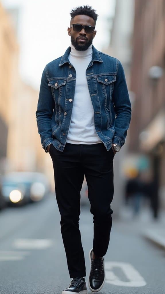 stylish denim jacket layering