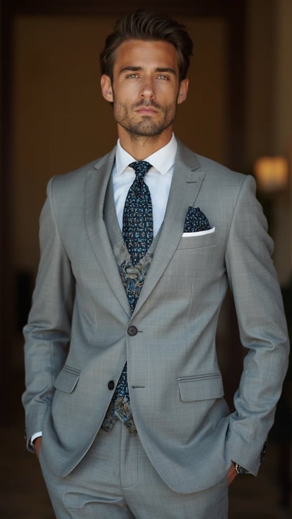stylish gray suit ensemble